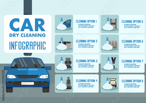 Car Dry Cleaning. Vector Flat Illustration.