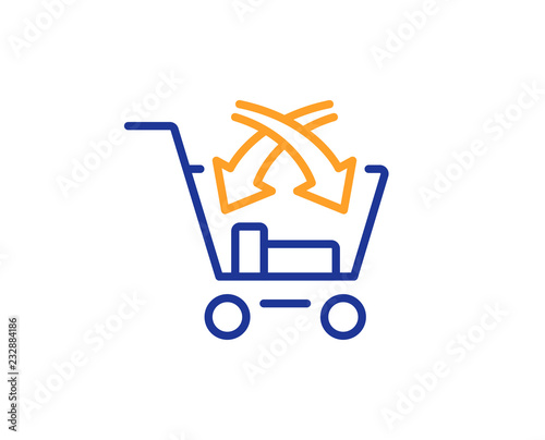 Cross sell line icon. Market retail sign. Colorful outline concept. Blue and orange thin line color icon. Cross sell Vector