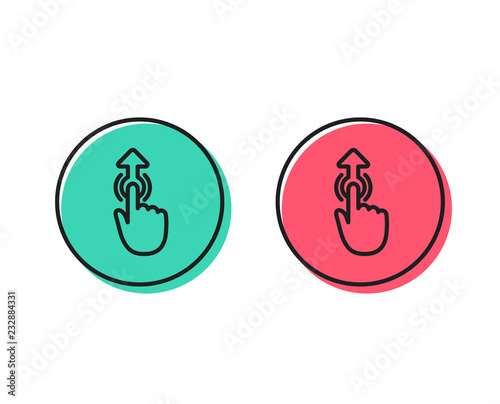 Swipe up line icon. Move finger sign. Touch technology symbol. Positive and negative circle buttons concept. Good or bad symbols. Swipe up Vector