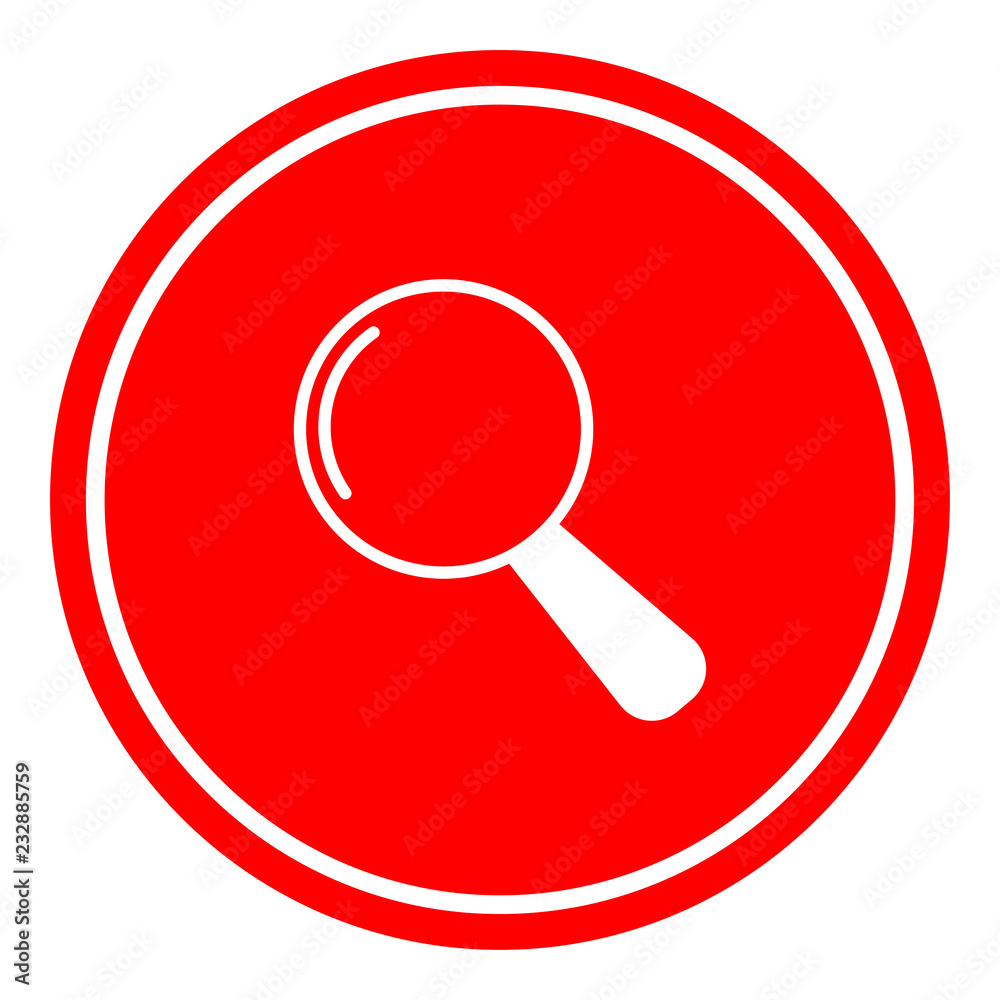 Search icon vector illustration on red background Search icon vector illustration on red background