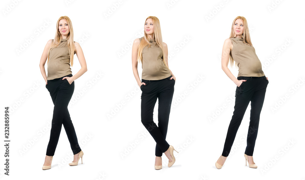 Fototapeta premium Beautiful pregnant woman isolated on white
