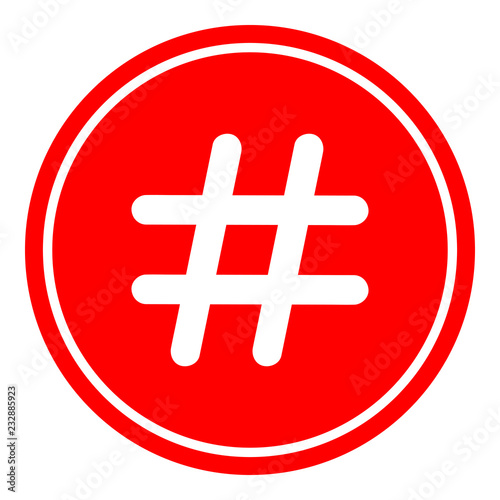 Hashtag sign icon vector illustration on red background