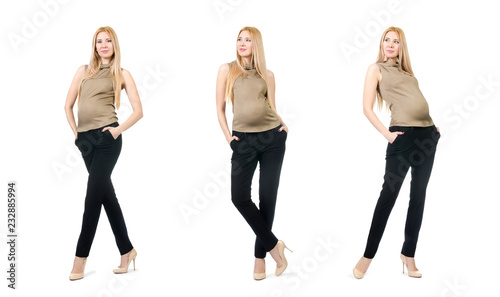 Beautiful pregnant woman isolated on white