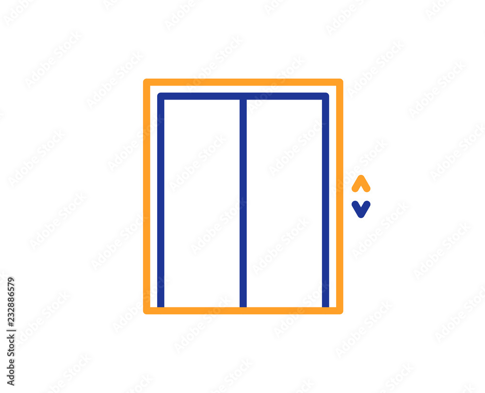 Lift line icon. Elevator sign. Transportation between floors symbol. Colorful outline concept. Blue and orange thin line color icon. Lift Vector Lift line icon. Elevator sign. Transportation between floors symbol. Colorful outline concept. Blue and orange thin line color icon. Lift Vector