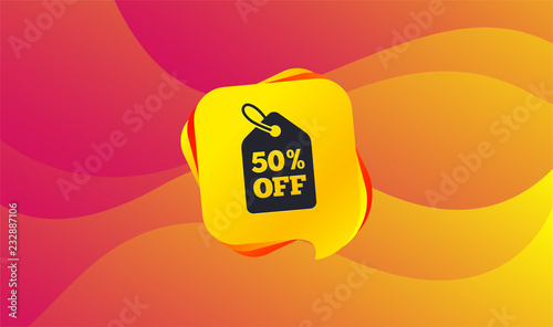 50% sale price tag sign icon. Discount symbol. Special offer label. Wave background. Abstract shopping sale banner. Template for design. Vector