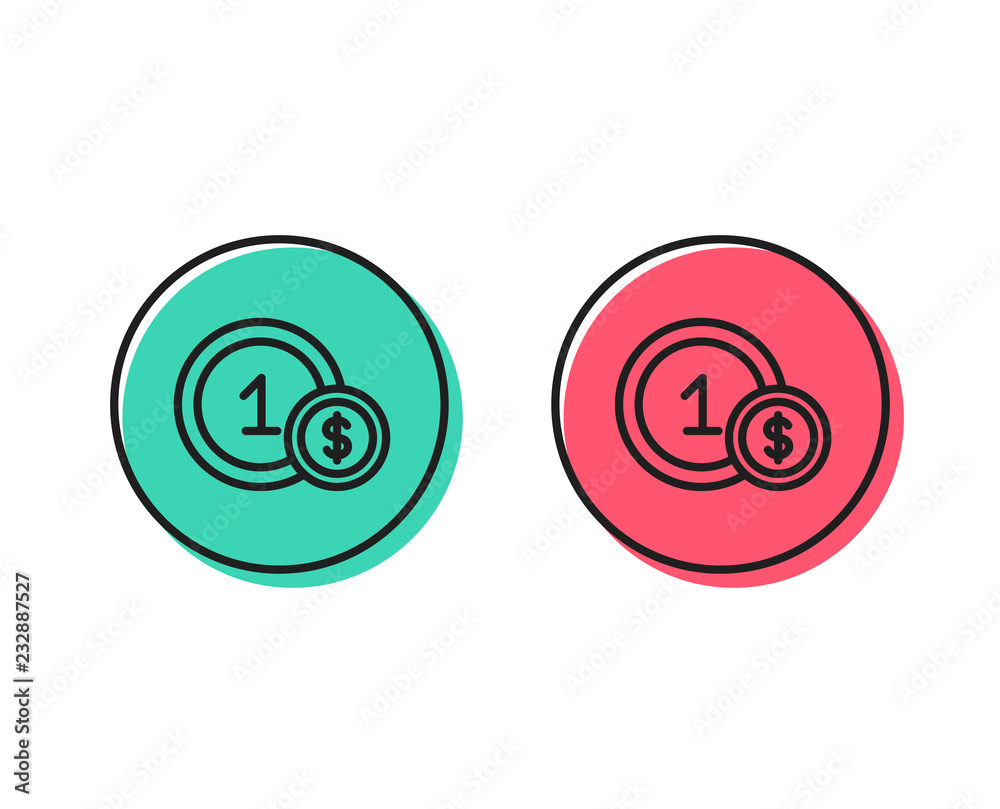 Coins line icon. Money sign. Dollar currency symbol. Cash payment method. Positive and negative circle buttons concept. Good or bad symbols. Usd coins Vector Coins line icon. Money sign. Dollar currency symbol. Cash payment method. Positive and negative circle buttons concept. Good or bad symbols. Usd coins Vector