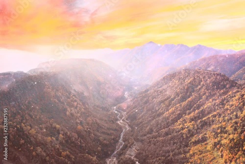 立山　称名滝　空撮アングル　合成