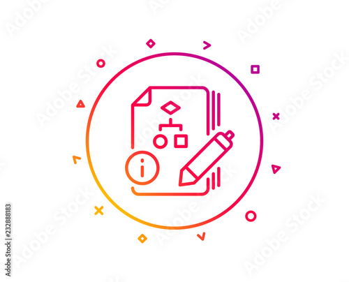 Documentation with algorithm line icon. Technical instruction sign. Gradient pattern line button. Algorithm icon design. Geometric shapes. Vector