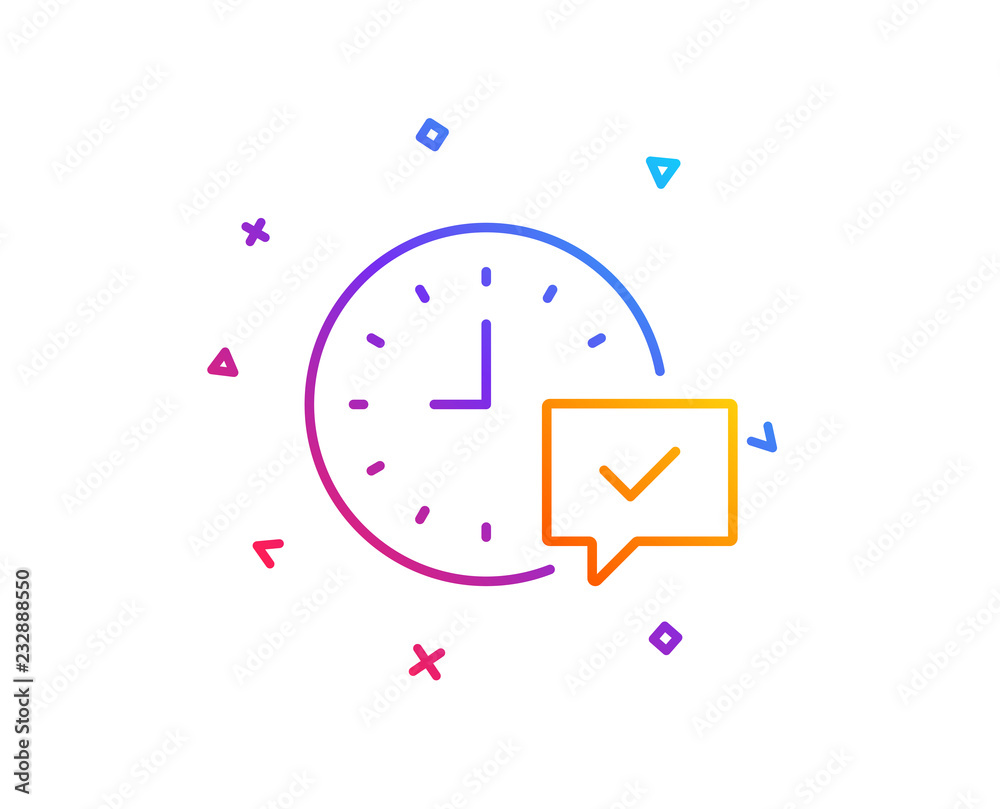 Time line icon. Select alarm sign. Gradient line button. Select alarm icon design. Colorful geometric shapes. Vector Time line icon. Select alarm sign. Gradient line button. Select alarm icon design. Colorful geometric shapes. Vector