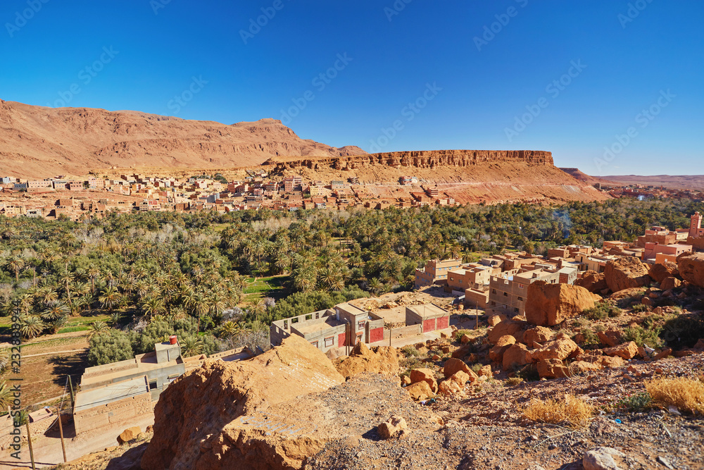 Panorama of Tinghir city in Morocco.