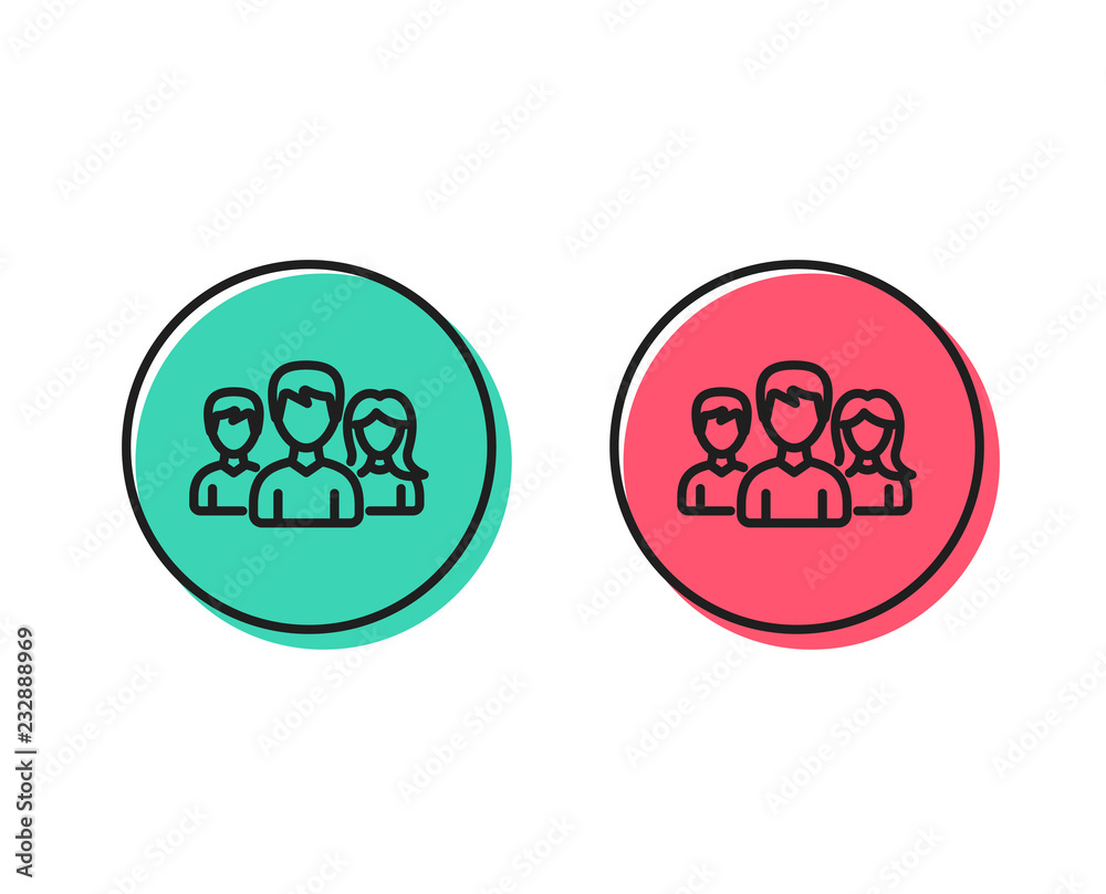 Group line icon. Users or Teamwork sign. Male and Female Person silhouette symbol. Positive and negative circle buttons concept. Good or bad symbols. Teamwork Vector Group line icon. Users or Teamwork sign. Male and Female Person silhouette symbol. Positive and negative circle buttons concept. Good or bad symbols. Teamwork Vector