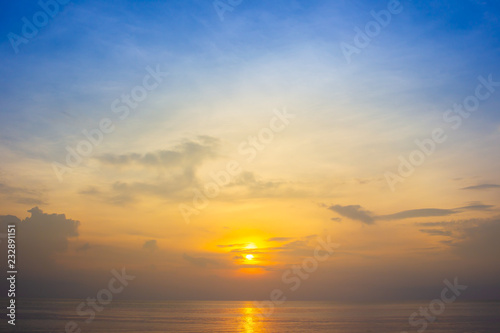 Beautiful landscape of sea and sky during the sunrise.