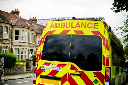 British ambulance responding to an emergency situation