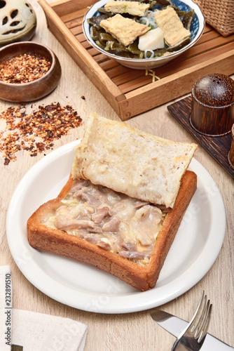 Coffin bread is a famous snack of Tainan in Taiwan. 