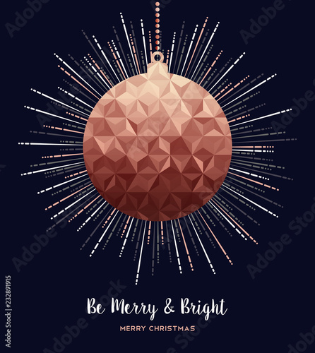 Merry Christmas copper luxury greeting card