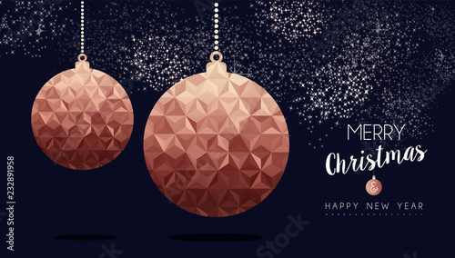 Christmas and new year copper luxury greeting card