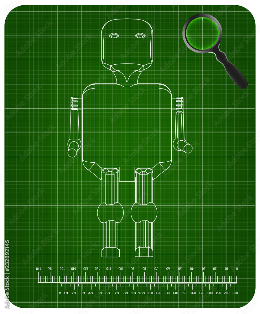 3d model of the robot on a green