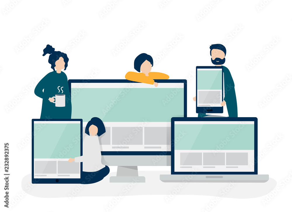 People with web design concept illustration People with web design concept illustration