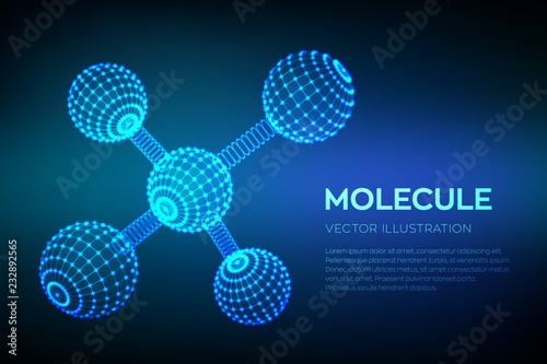 Molecule Structure. Dna, atom, neurons. Molecules and chemical formulas. 3D Scientific molecule background for medicine, science, technology, chemistry, biology. Vector illustration.