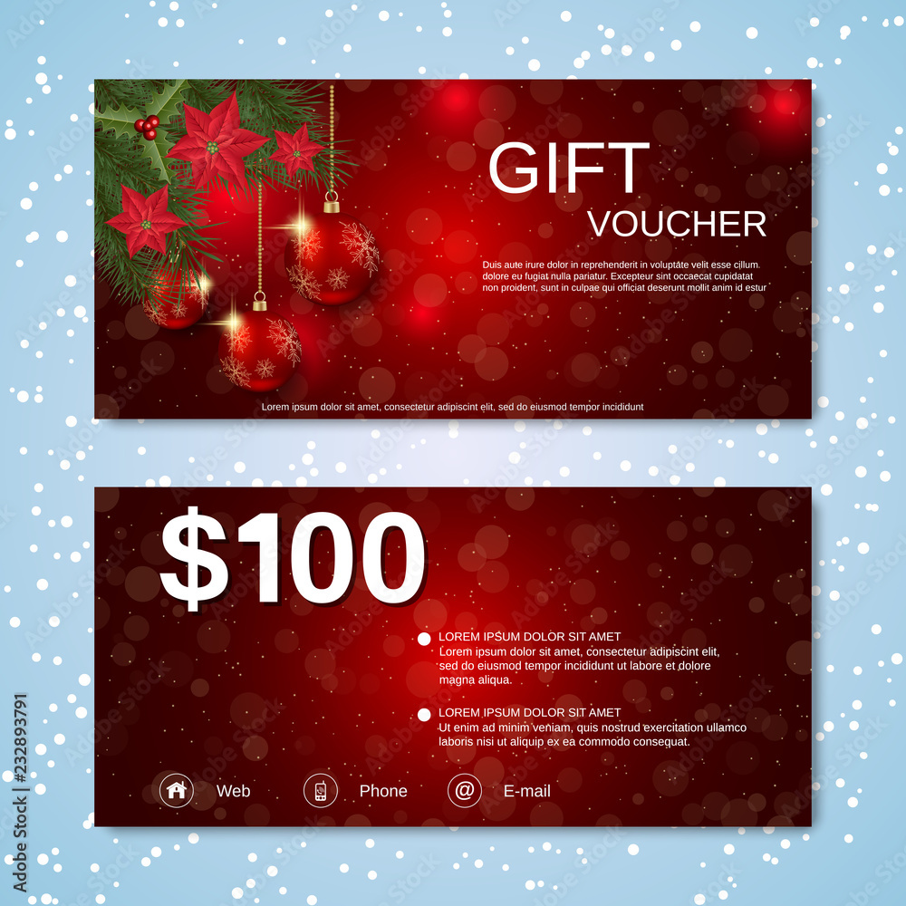 Christmas and New Year discount coupon, gift voucher, invitation card vector template Christmas and New Year discount coupon, gift voucher, invitation card vector template