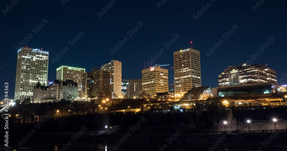 Hyperlapse of Edmonton Skyline & River Valley at night