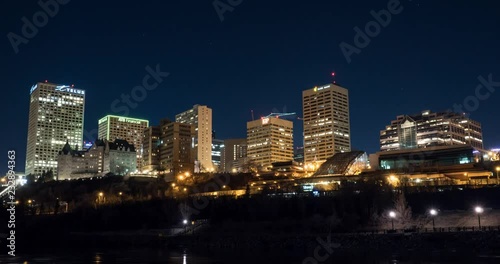 Hyperlapse of Edmonton Skyline & River Valley at night