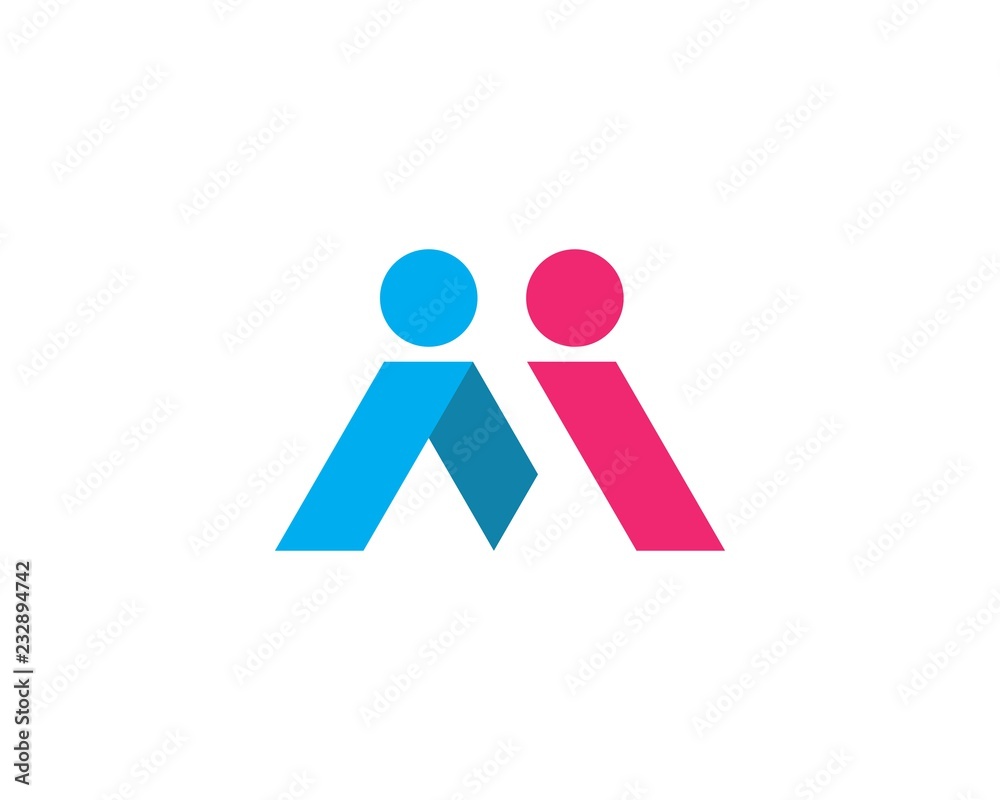 Fototapeta premium M initial letter community care Logo template