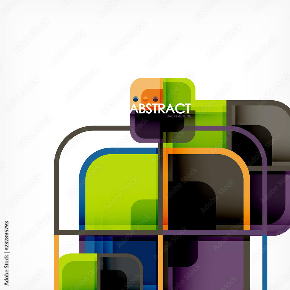 Colorful round squares modern geometric background Colorful round squares modern geometric background