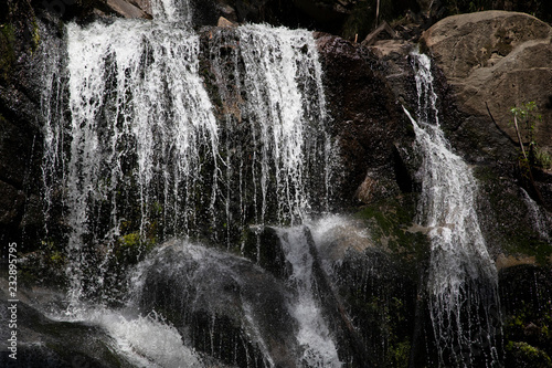 Frozen motion of waterfall stream