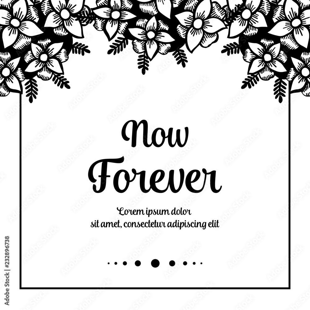 Hand draw vector floral for now forever card