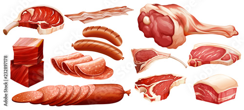 Set of different meats