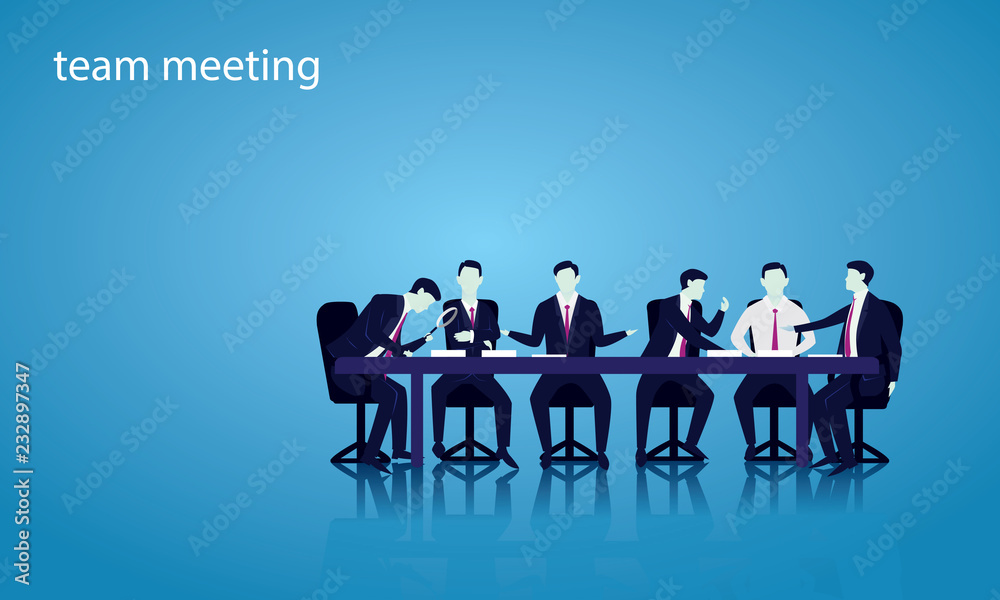 Team Meeting Discussion, Teamwork Vector Illustration Concept