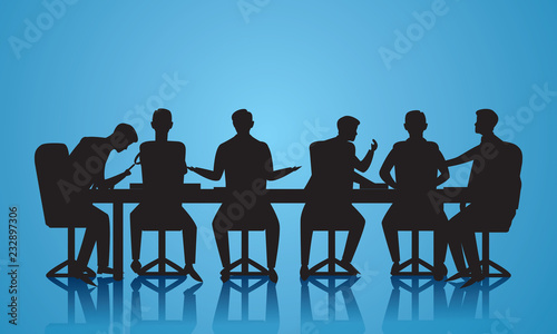 Team Meeting Discussion, Teamwork Vector Illustration Concept
