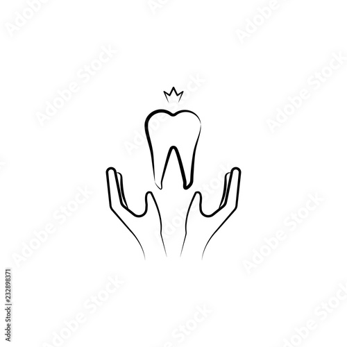 hand, tooth, safe icon. Element of dantist for mobile concept and web apps illustration. Hand drawn icon for website design and development, app development