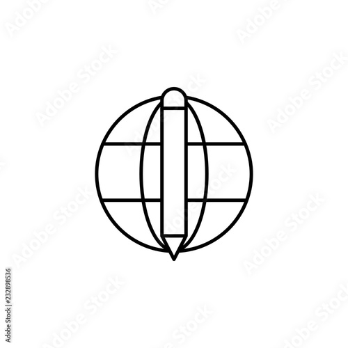 article, international, pen icon. Element of education icon for mobile concept and web apps. Thin line article, international, pen icon can be used for web and mobile