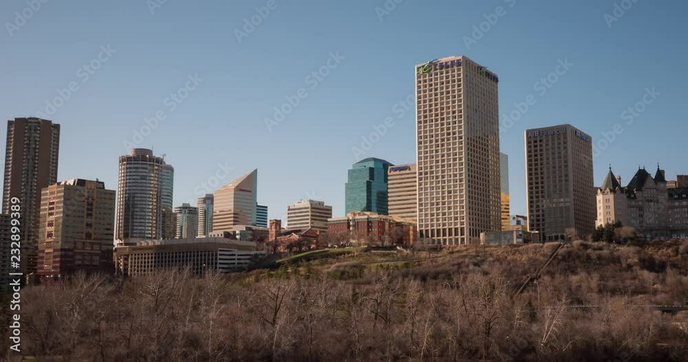 Long Hyperlapse of Edmonton Skyline on sunny afternoon