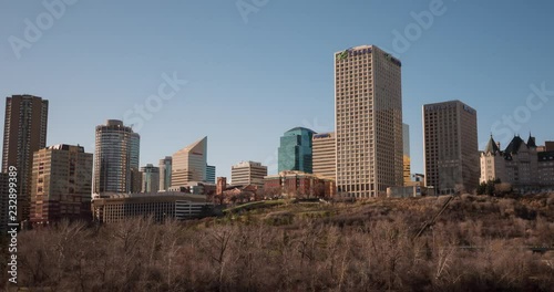 Long Hyperlapse of Edmonton Skyline on sunny afternoon