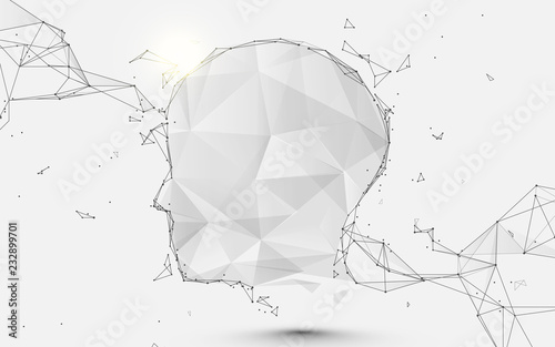 Human head form lines, triangles and particle style design. Illustration vector
