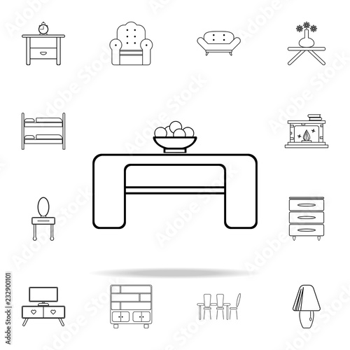 a coffee table with fruit icon. Furniture icons universal set for web and mobile