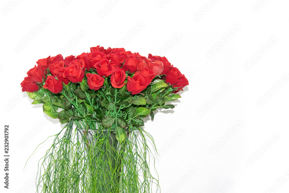 Fototapeta premium Red rose flowers decorate in room .