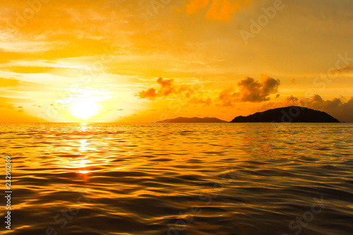 Sunrise view of orange sea sunset in thailand