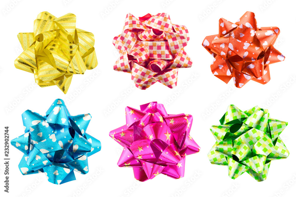 Beautiful bow gift set on white background Beautiful bow gift set on white background