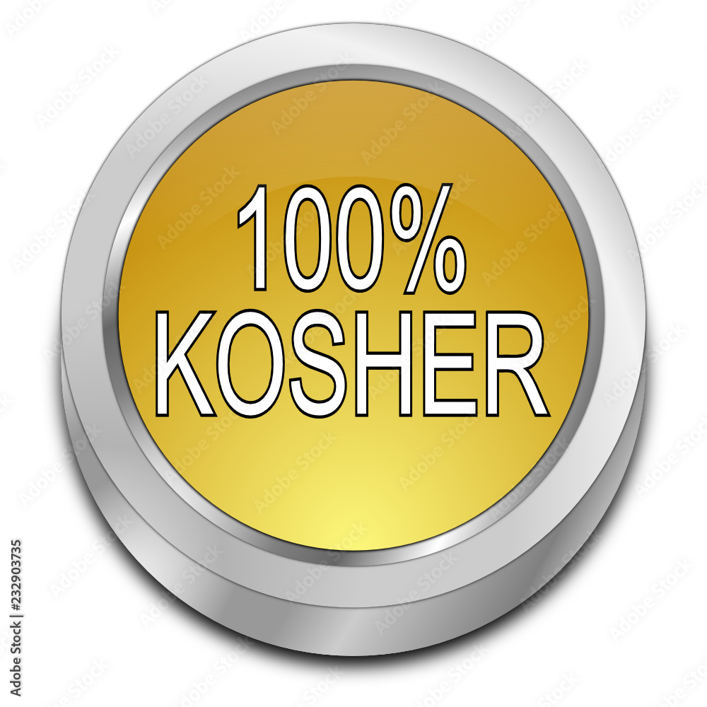 100% Kosher Button - 3D illustration 100% Kosher Button - 3D illustration