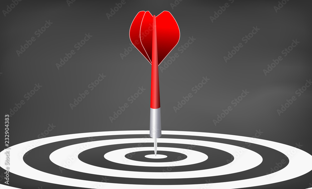 Dart target. success business concept. creative idea 3d illustration isolated on blackboard background Dart target. success business concept. creative idea 3d illustration isolated on blackboard background
