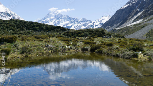 View of the highest peak of New Zealand - Mt. Cook, Hooker Valley Track © Michaela
