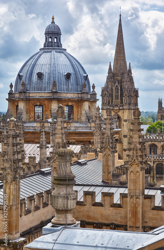 Views across the heart of the university city from the cupola of Sheldonian Theatre. Oxford. England photo