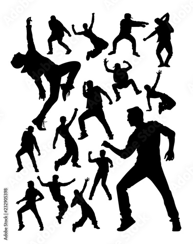 Energetic modern dancer activity silhouettes. Good use for symbol, logo, web icon, mascot, sign, or any design you want.