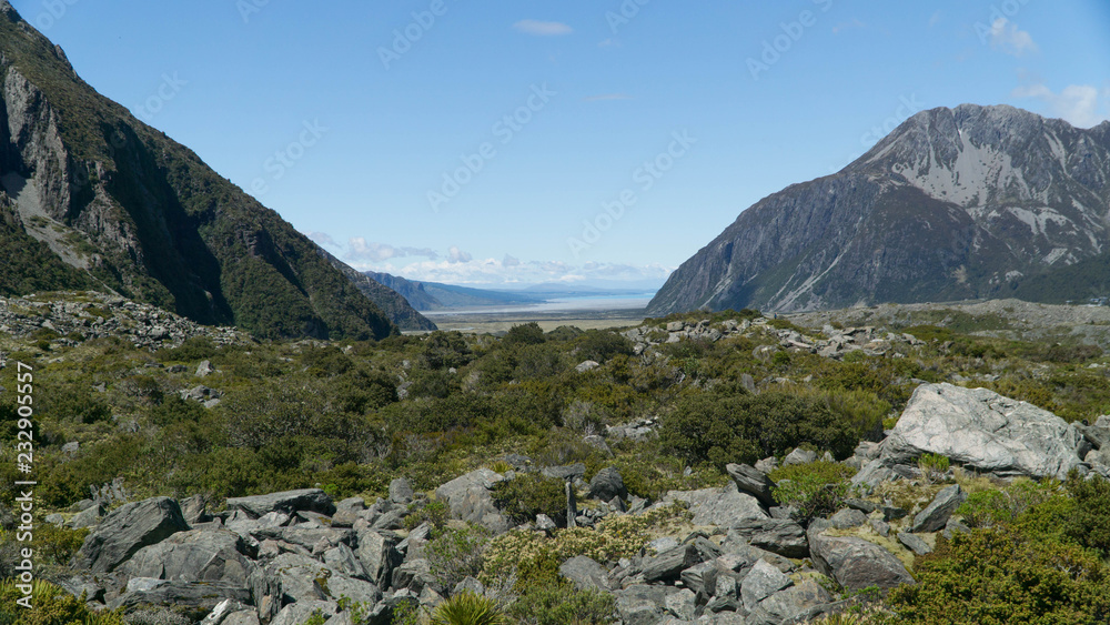 Fascinating Hooker valley in New Zealand