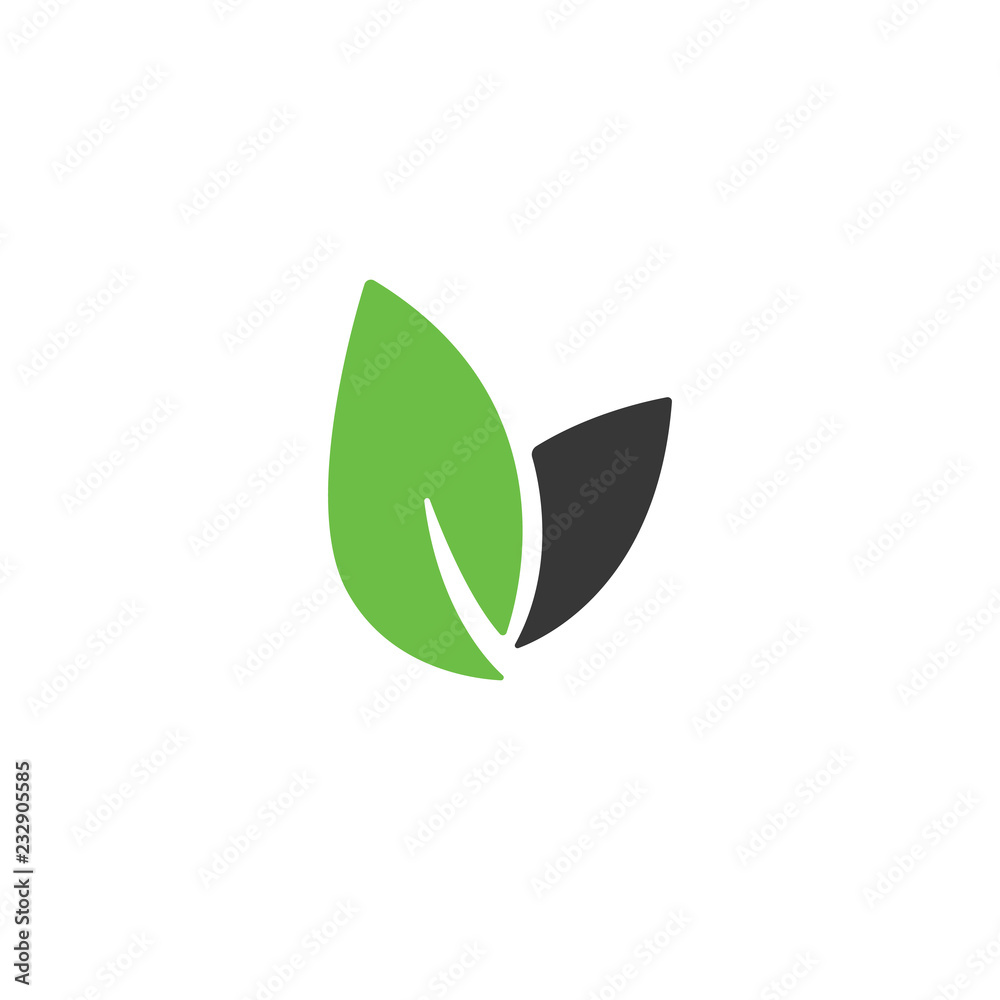 Leaf vector logo, health icon, vegan vegetarian, wellnes, spa concept. Bio eco symbol isolated on white, flat design. - obrazy, fototapety, plakaty 