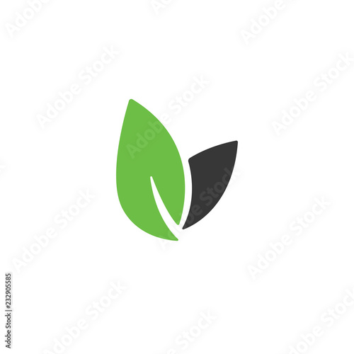 Leaf vector logo, health icon, vegan vegetarian, wellnes, spa concept. Bio eco symbol isolated on white, flat design.